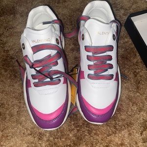 Authentic Valentino Miriam White Fuxia Shoes